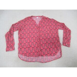 Old Navy Shirt Womens‎ Small Pink Floral Long Sleeve Button Front Top Blouse